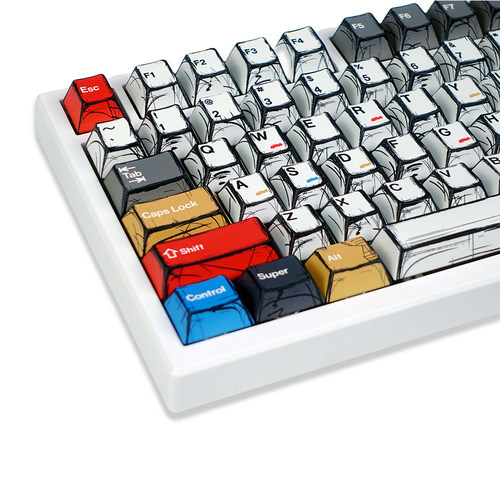 漫画混灯键帽PBT五面热升华原厂高度适配wooting美加狮机械键盘
