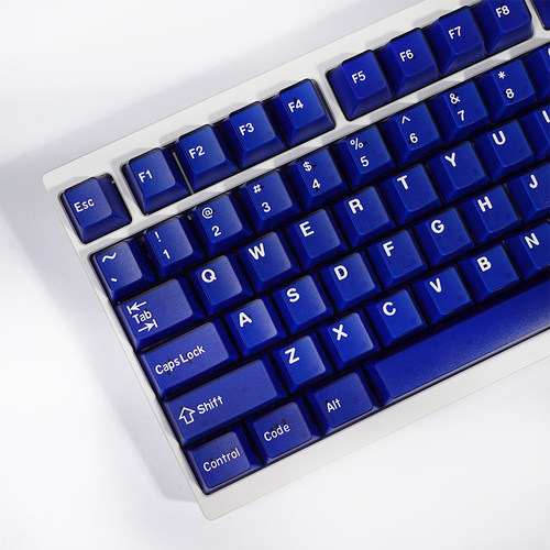 浅笑半透汉白玉克莱因蓝键帽原厂高度PBT二色174键大全套机械键盘