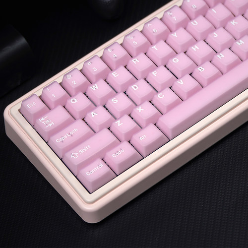 PBT二色成型键帽原厂高度半透桃花玉粉透大全套机械键盘客制化