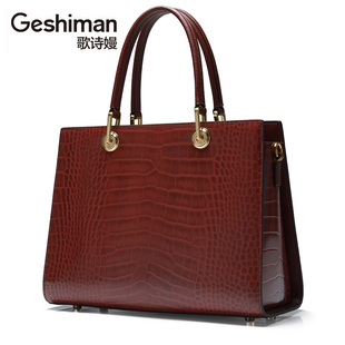 头层牛皮真皮女包轻奢品牌中年女士红色手提包送妈妈婆婆结婚婚包