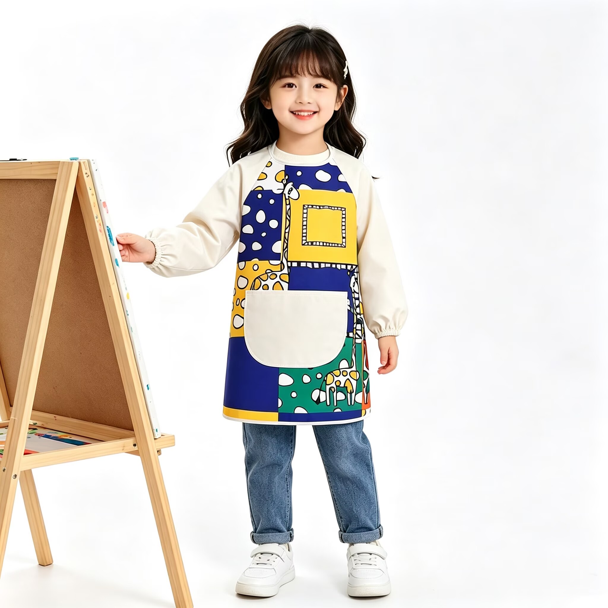 中大童防水儿童罩衣幼儿园定制印字画画美术罩衣男女宝宝吃饭围兜