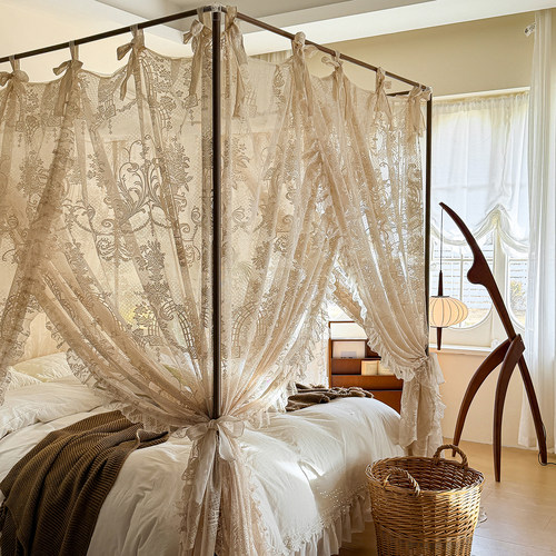 绑带易拆洗加密蚊帐法式蕾丝床幔