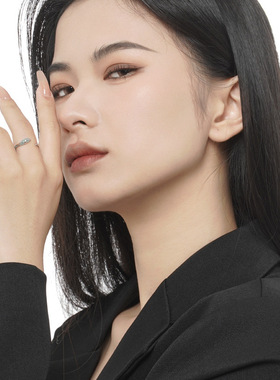 PREDAMS 创意小众设计师款S925纯银潮流时尚百搭ins扭转滴胶戒指