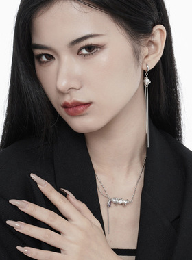 PREDAMS 创意小众设计师款S925纯银多珍珠锆石镶嵌潮流时尚项链