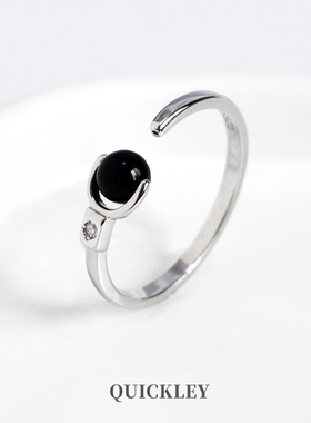 QUICKLEY 创意小众设计师925纯银潮流时尚百搭ins锆石戒指