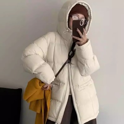 韩版气质羽绒服中长款白鸭绒外套