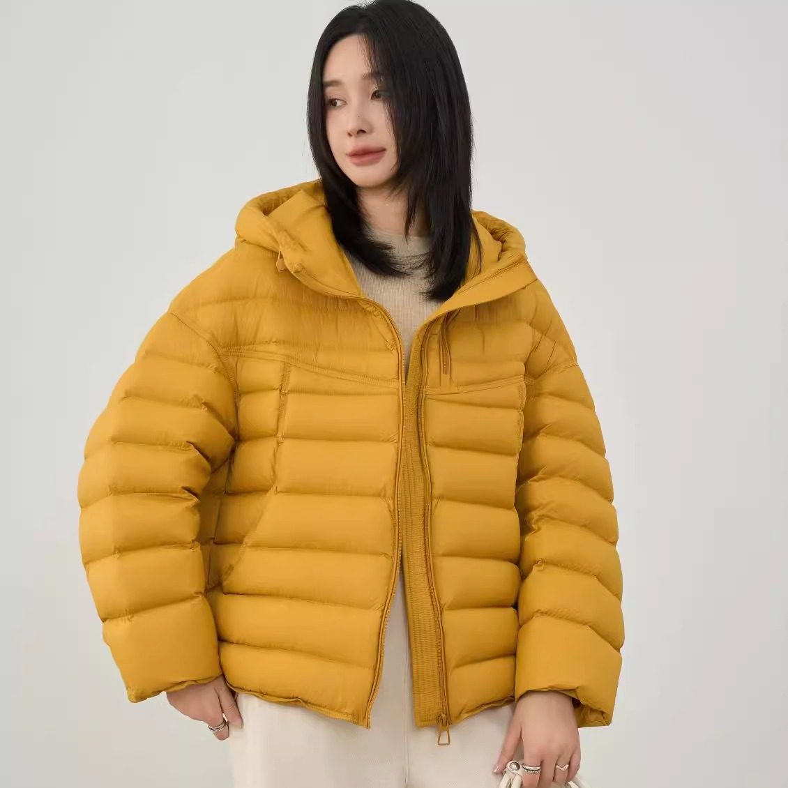 连帽羽绒服女短款排骨服加厚外套