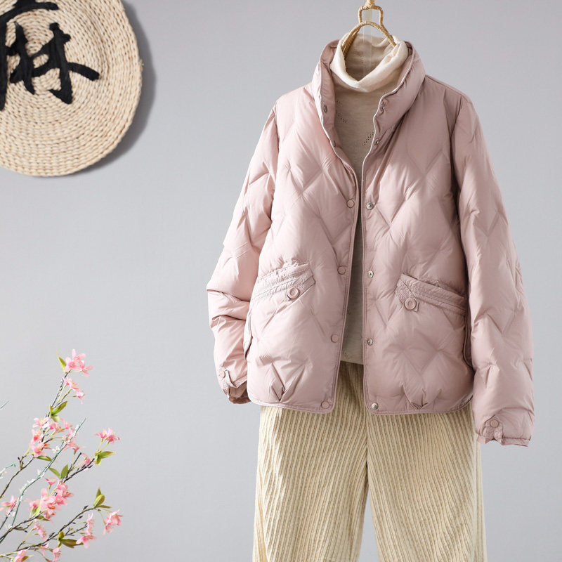 韩版立领轻薄羽绒服压胶短款外套