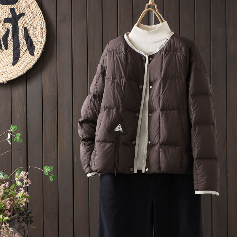 90白鸭绒羽绒服单排扣时尚外套女