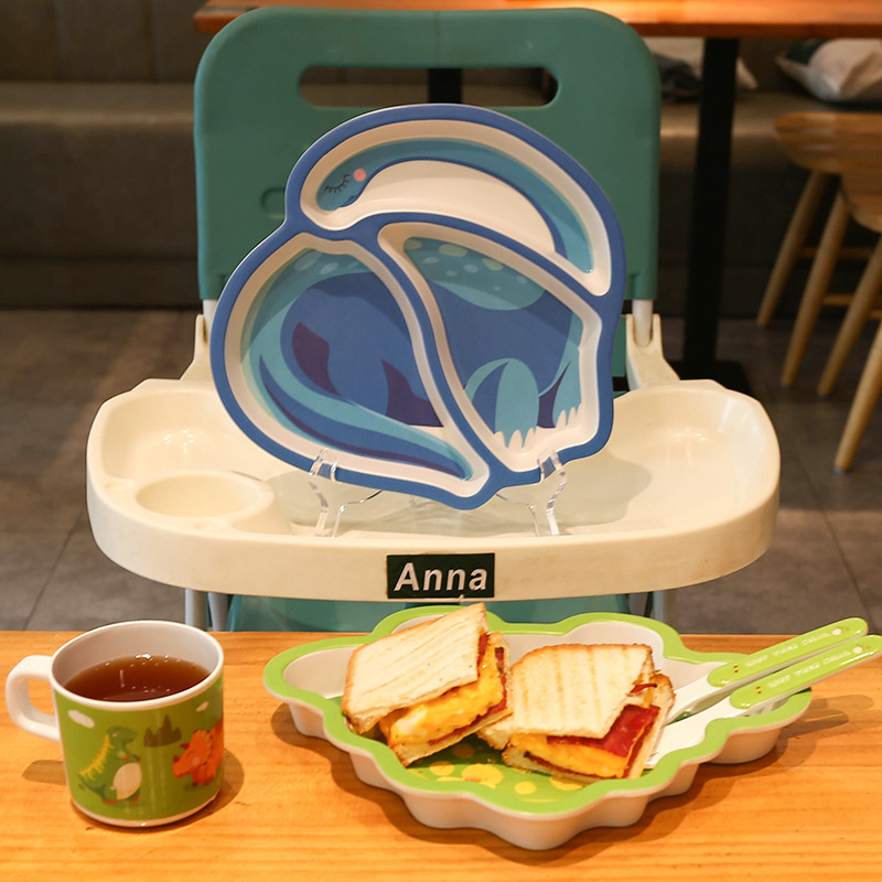 卡通恐龙宝宝辅食西餐家用幼儿园分格盘儿童餐具套装创意可爱餐盘