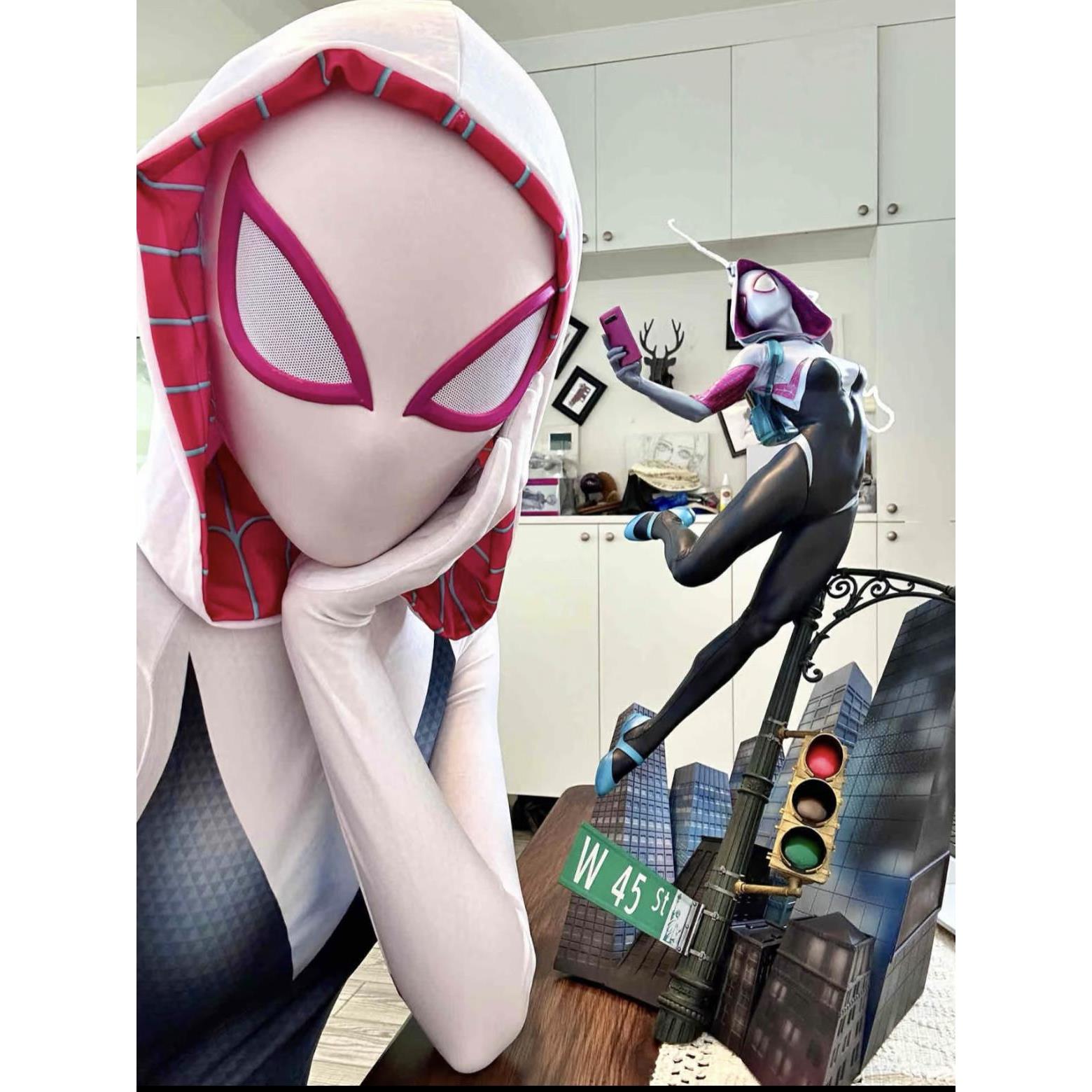 漫威蜘蛛侠cos男女小孩大码衣服蜘蛛侠连体衣蜘蛛侠头套格温