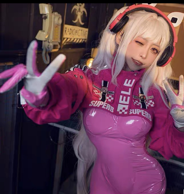 次元电台 NIKKE胜利女神爱丽丝cosplay粉色紧身衣套装连体衣PU皮