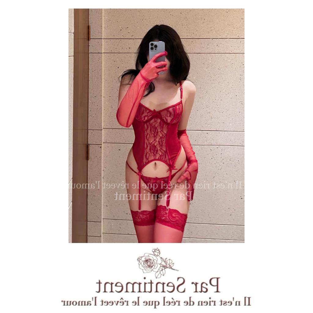 【脸红心跳】蕾丝丁字裤蝴蝶结法式纯欲冰丝睡禁慾系内衣女性感睡