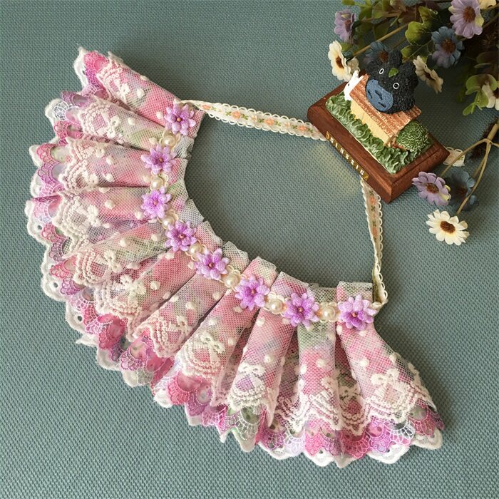 定制手工项链蝴蝶结蕾丝宠物饰品