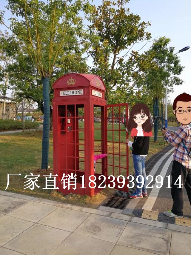 英国复古红色电话亭书柜工艺品模型摄影道具咖啡厅客厅落地大摆件