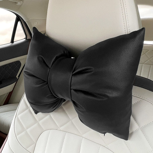 汽车头枕护颈枕车内靠枕车用蝴蝶结冰丝女车载抱枕四件套腰靠护腰