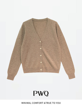 上衣100羊绒V领单排扣长袖针织衫YM-26020748-DZ