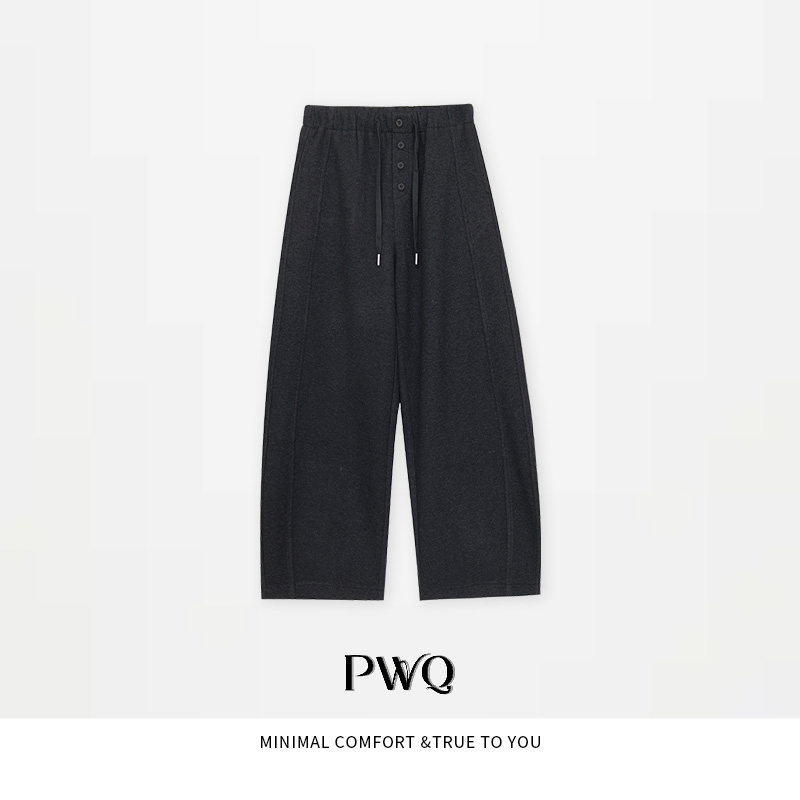 中腰休闲阔腿裤绵羊毛