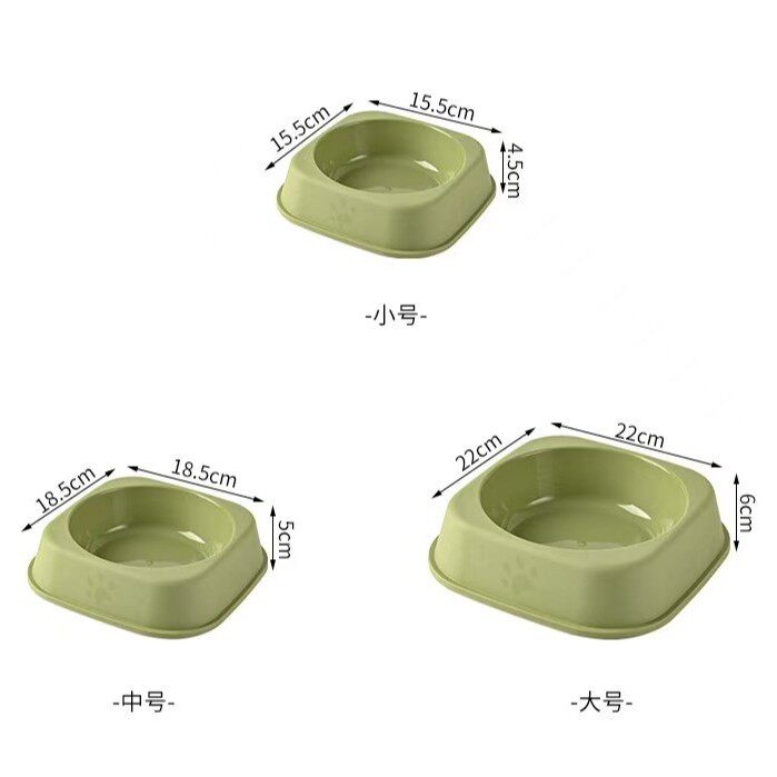 创意纯色方形宠物碗PP猫碗狗碗家用猫粮碗饮水盆猫狗食具防打翻碗