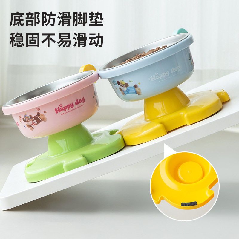爆款宠物碗可拼接不锈钢猫碗高脚护颈防滑小猫小狗饭盆食具