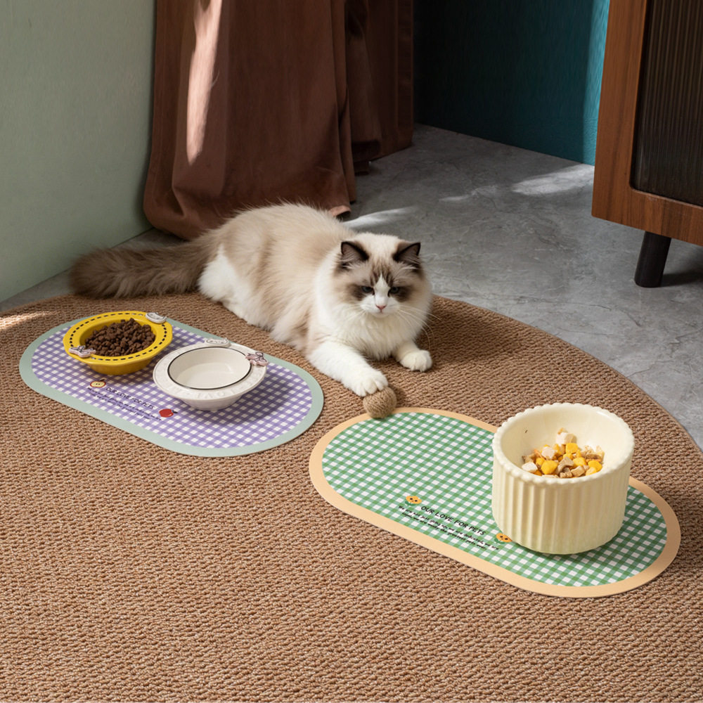 跨境PU皮革餐垫宠物猫咪碗垫防水防油污猫碗狗碗防滑垫餐垫易清洗