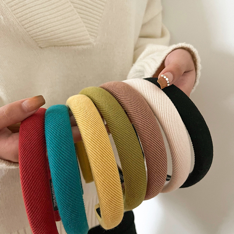 糖果色布艺海绵发箍女高颅顶百搭压发头饰感发卡洗脸头箍发饰