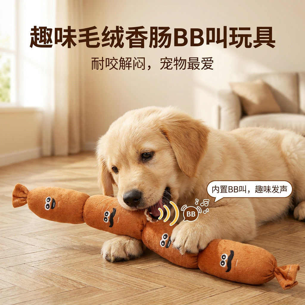 宠物狗狗毛绒玩具按压发声四节仿真香肠陪伴解闷趣味互动用品玩具