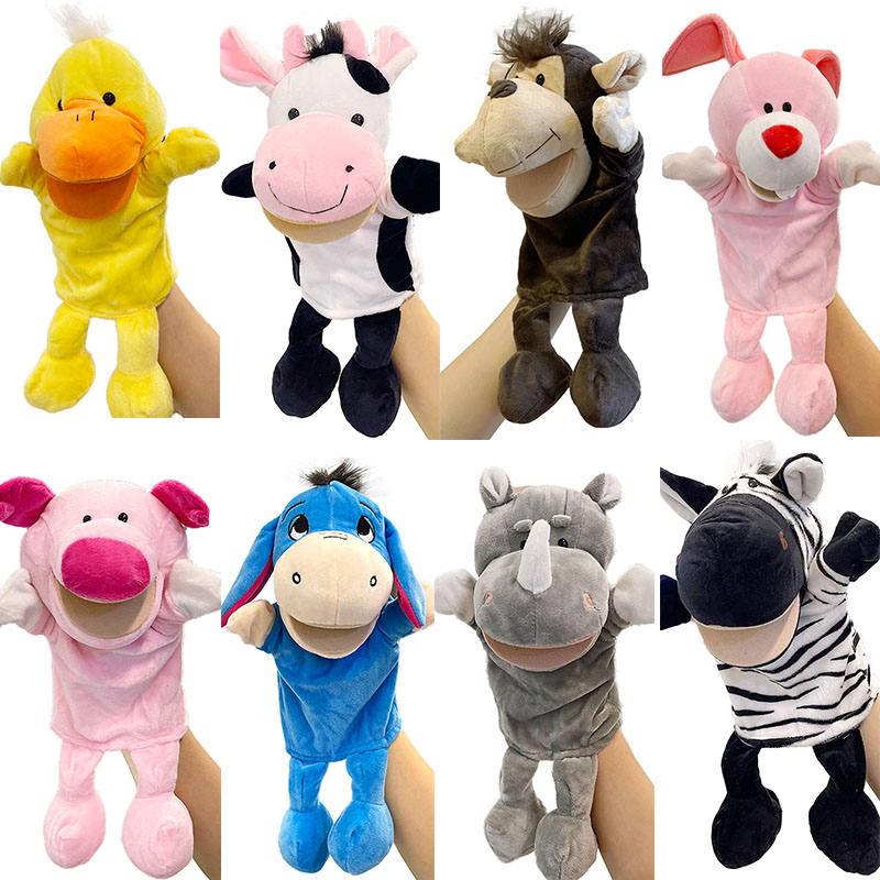 大号新款可爱动物手偶玩具张嘴猴子安抚玩偶毛绒娃娃布偶嘴巴能动