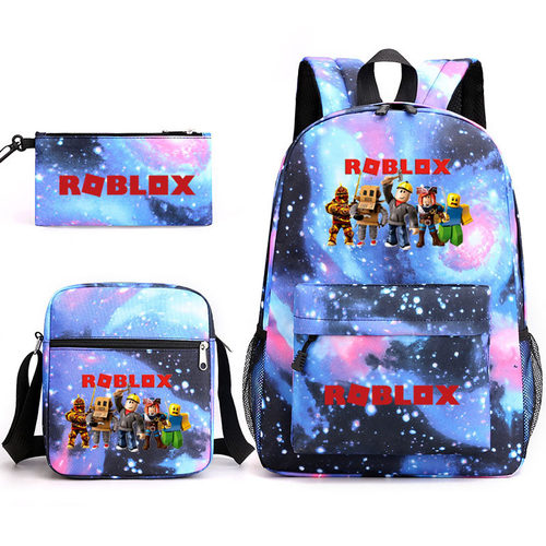 跨境新款roblox游戏周边星空男女双肩包单肩笔袋中学生书包三件套