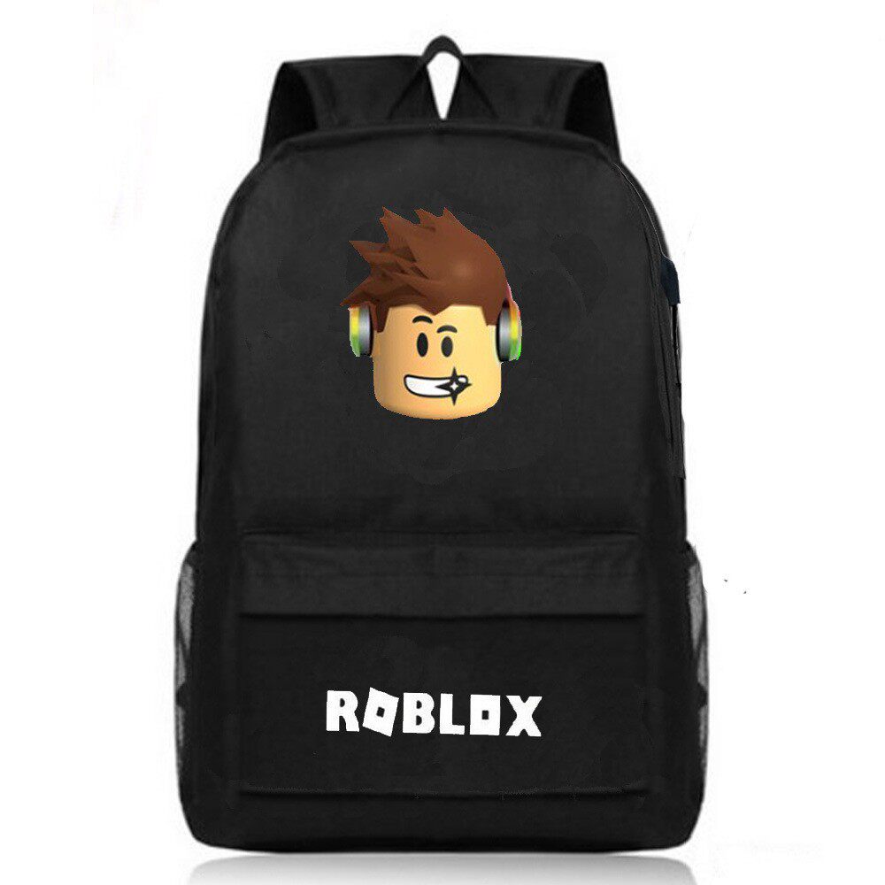 跨境roblox游戏周边星空男女双肩包电脑包高中学生书包闪电图案