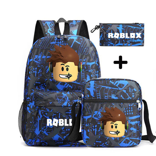 新款Roblox游戏男女双肩包学生书包小单肩包笔袋三件套电脑包校园