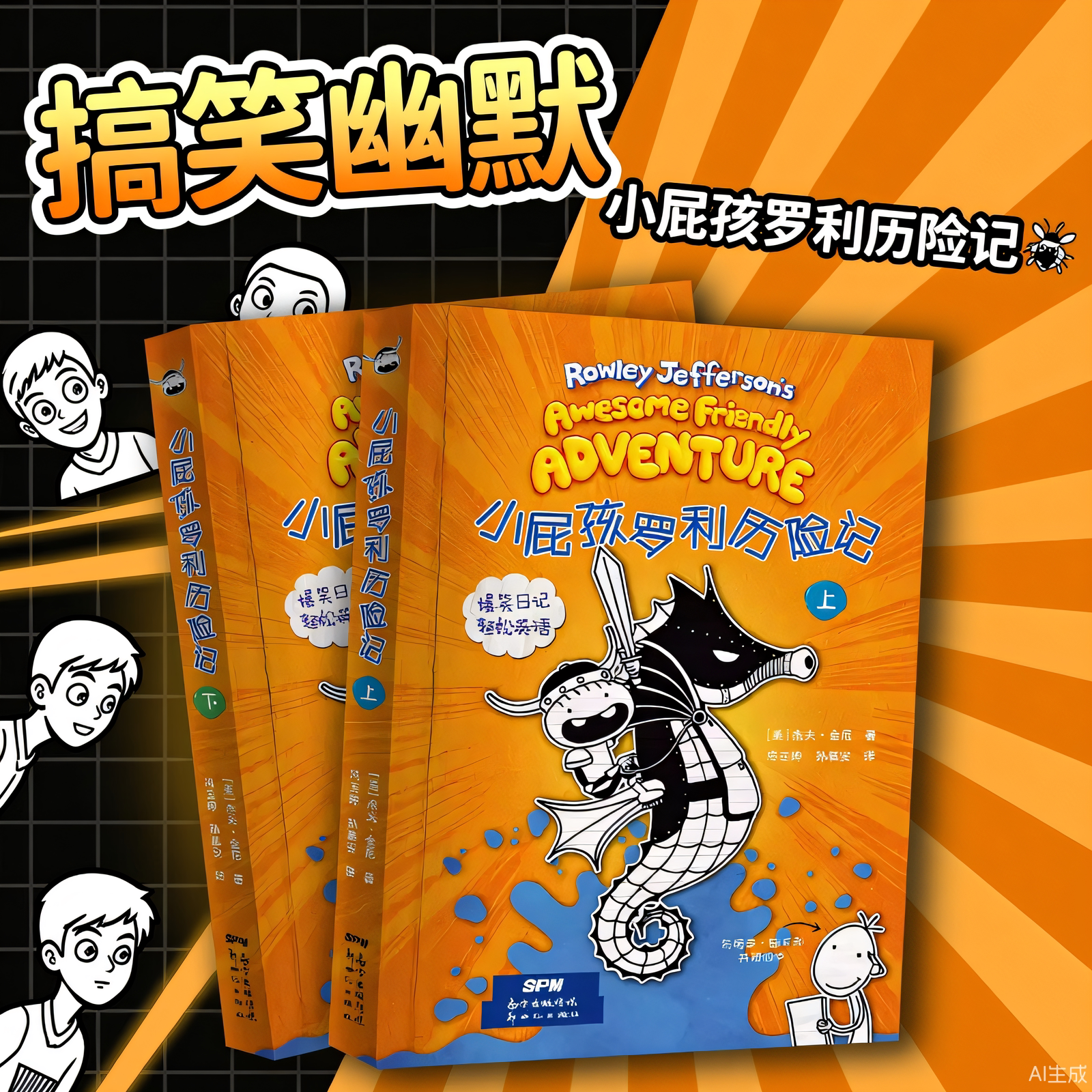 【中英双语对照版】小屁孩罗利历险记全套正版杰夫金尼原著儿童幽默文学小说趣味故事书爆笑漫画书三四五六年级小学生课外阅读书籍