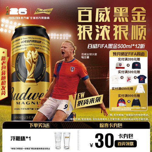 百威黑金啤酒500ml*12听