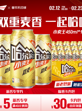 Harbin/哈尔滨啤酒小麦王450ml*15听哈啤整箱批发易拉罐百威集团