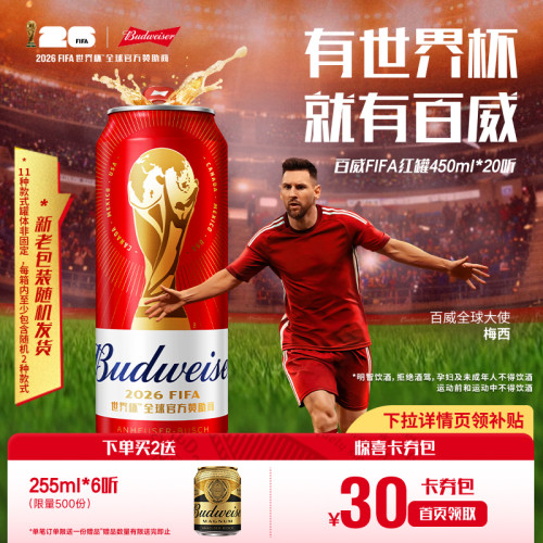 百威啤酒450ml*20听经典红罐