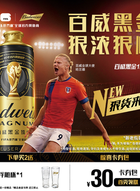 百威黑金经典深色拉格啤酒1L*6瓶装12.0°P三片罐精酿整箱批发