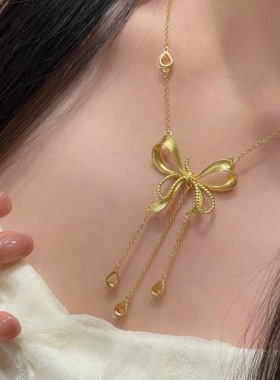流苏蝴蝶结项链女轻奢2025新款