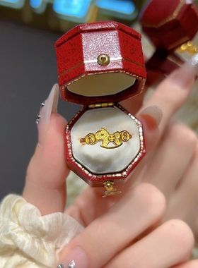 马上有钱金色招财小金马戒指女2025年新款小马本命年铜钱指环礼物