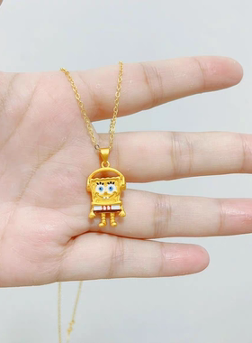 可爱海绵宝宝越南沙金吊坠项链
