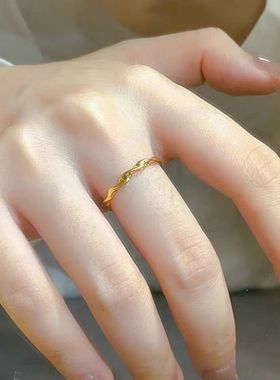 沙金不掉色波浪爆闪小克重莫比乌斯环戒开口食指戒仿真送女友礼物