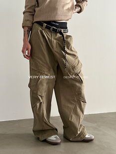 复古解构阔腿工装 美式 裤 男女款 VERY 设计感褶皱拖地直筒裤 FEWEST