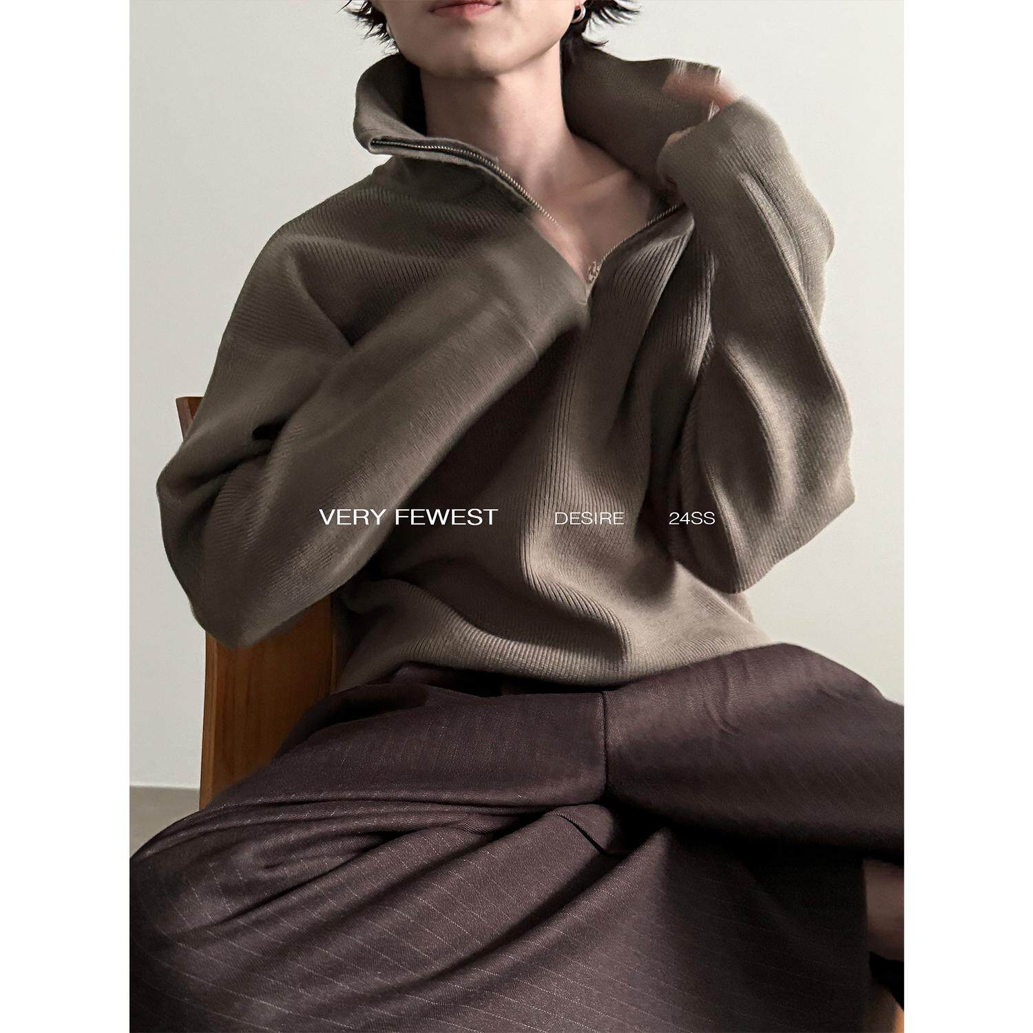 半拉链毛衣针织衫混纺套头高领