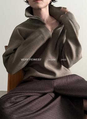 VERY FEWEST 时髦百搭半拉链高领针织衫男女同款松弛感打底毛衣