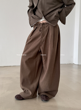 VERY FEWEST 老钱松弛感雅痞时髦弯刀休闲裤冬季亲肤毛呢阔腿裤