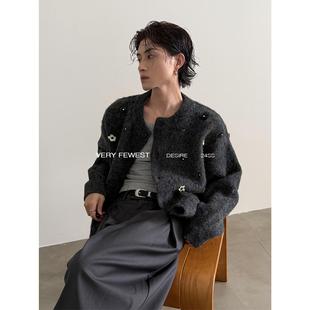 宽松慵懒针织衫 VERY 男女款 高级感手工钉珠小花朵毛衣开衫 FEWEST