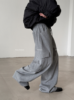 VERY FEWEST 高克重大口袋抽绳卫裤男女款松弛感宽松阔腿休闲裤