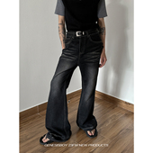 猫须水洗黑微喇叭复古拖地牛仔裤 GENESISBOY 男女