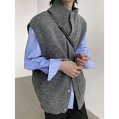 开衫 GENESISBOY 高级简约纯色高领针织马甲男秋冬韩版 背心毛衣潮