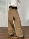 高级感卡其色堆积牛仔裤 PM20 上新九折 廓形水洗阔腿裤