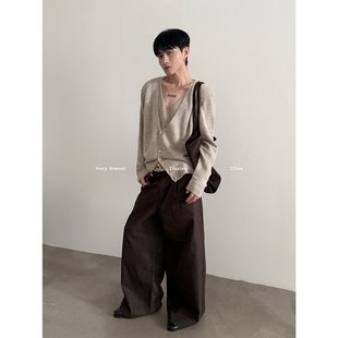 中性风V领毛衣 羊毛混纺Vintage松弛感假两件针织衫 VERY FEWEST